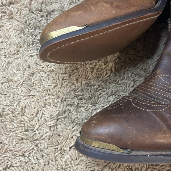 Durango Men Brown Western Cowboy Leather Slouch Almond Toe Boots Size 10 D - Picture 6 of 13